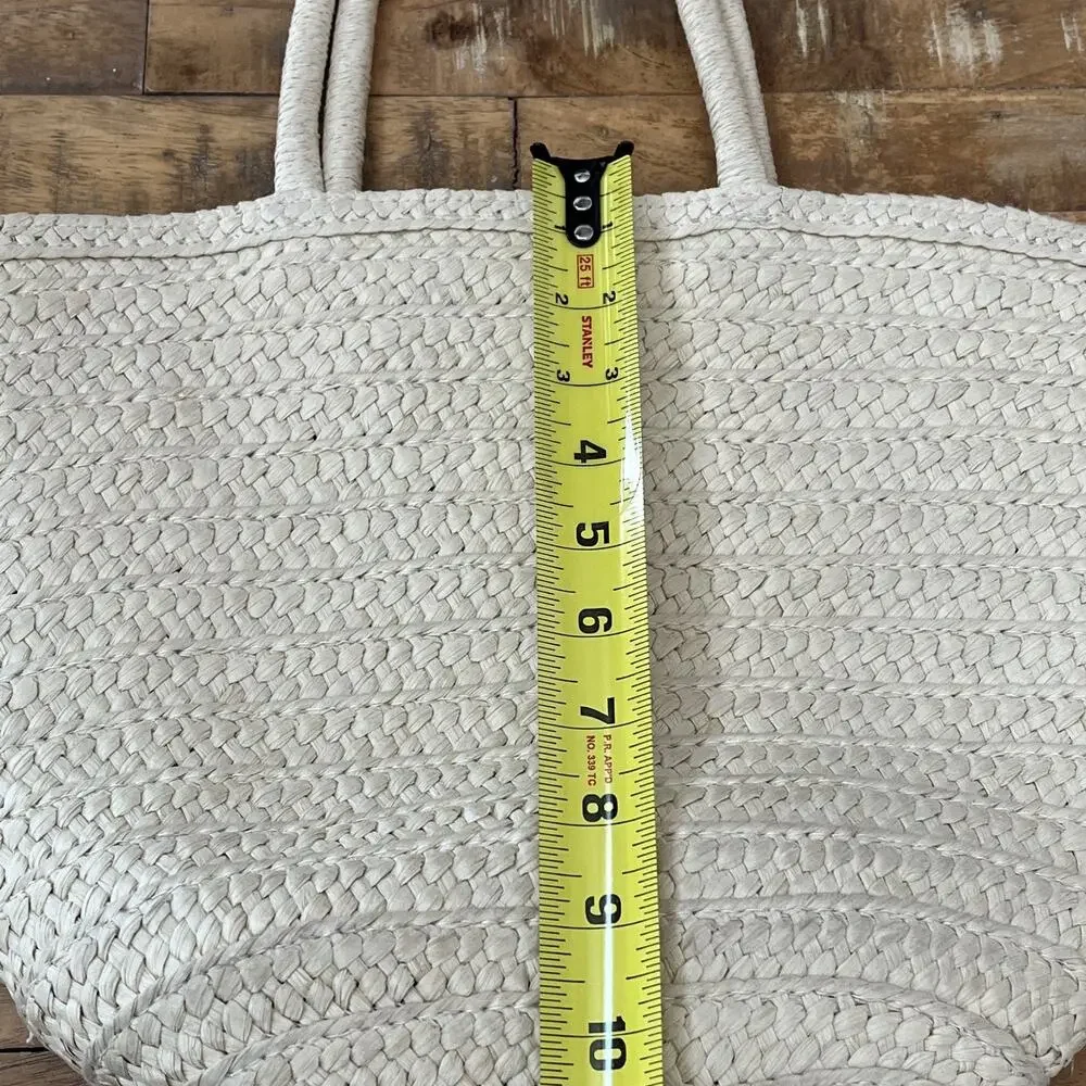 Gap Kids Paper Beach Tote Bag Handbag One Size Embroidered Floral Natural